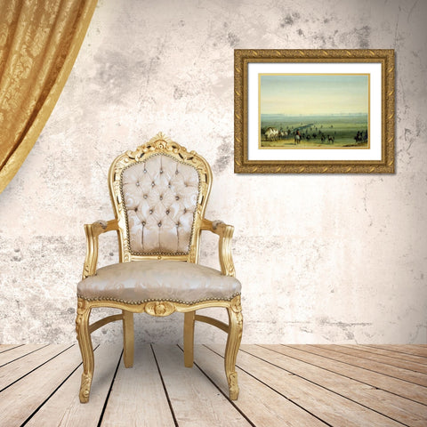Prairie Scene, Mirage Gold Ornate Wood Framed Art Print with Double Matting by Miller, Alfred Jacob