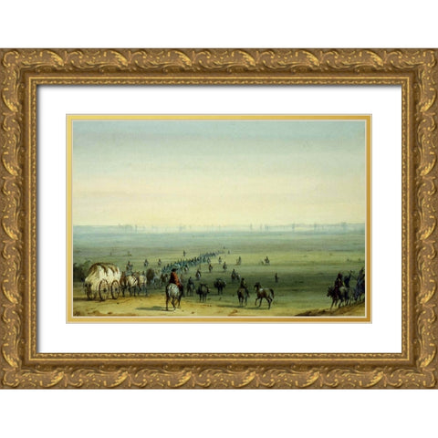 Prairie Scene, Mirage Gold Ornate Wood Framed Art Print with Double Matting by Miller, Alfred Jacob
