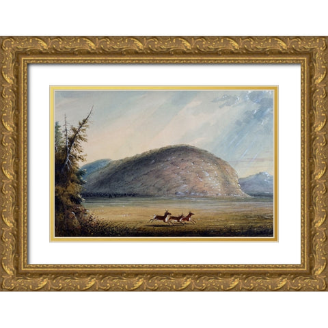 Rock of Independence Gold Ornate Wood Framed Art Print with Double Matting by Miller, Alfred Jacob