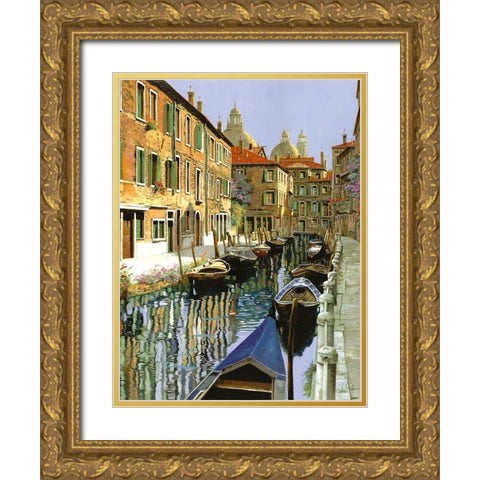La Barche Sul Canale Gold Ornate Wood Framed Art Print with Double Matting by Borelli, Guido