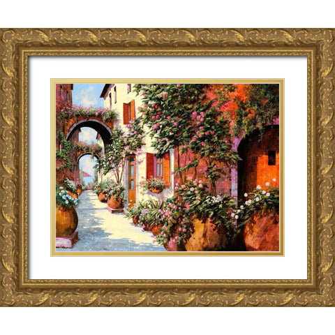 Porta Rossa e Archi Gold Ornate Wood Framed Art Print with Double Matting by Borelli, Guido