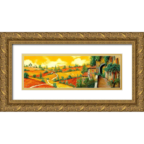 Bassa Toscana Gold Ornate Wood Framed Art Print with Double Matting by Borelli, Guido