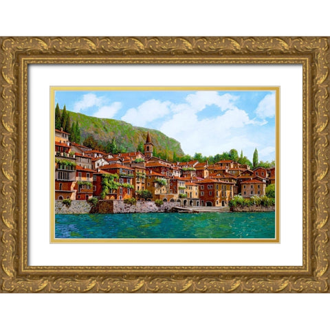 Bellano Sul Lago Di Como Gold Ornate Wood Framed Art Print with Double Matting by Borelli, Guido