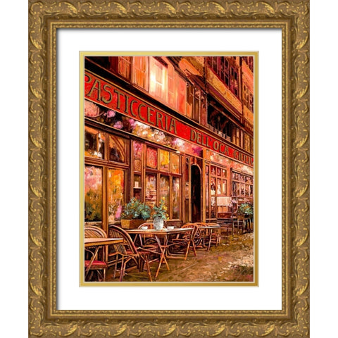 La Pasticceria DellOca Giuliva Gold Ornate Wood Framed Art Print with Double Matting by Borelli, Guido
