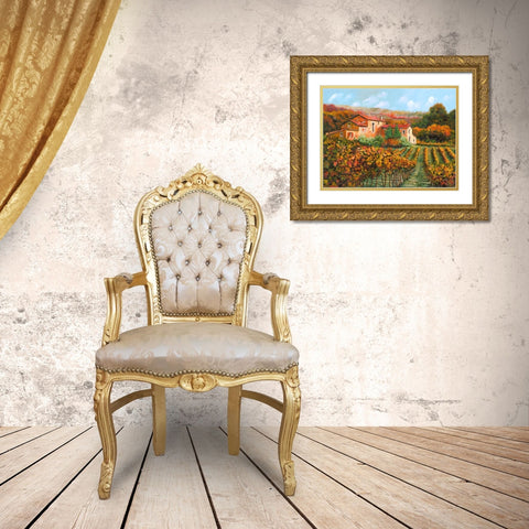 Tra Le Vigne A Montalcino Gold Ornate Wood Framed Art Print with Double Matting by Borelli, Guido