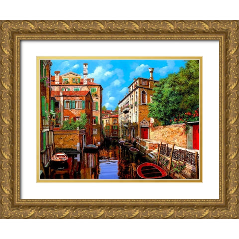 Luce A Venezia Gold Ornate Wood Framed Art Print with Double Matting by Borelli, Guido