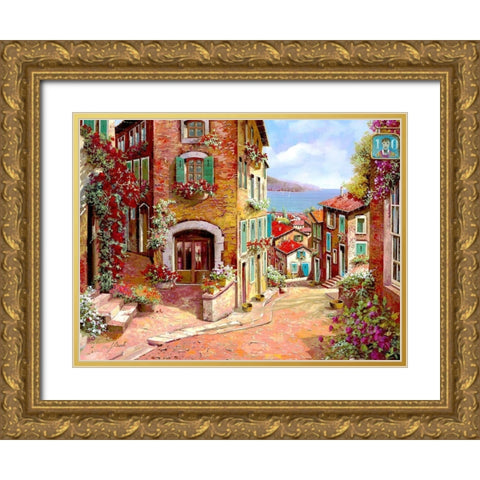 La Ridiscesa al Mare Gold Ornate Wood Framed Art Print with Double Matting by Borelli, Guido
