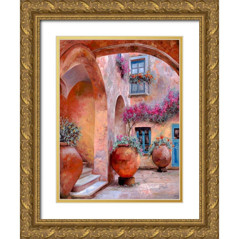 il Cortile DellArco Gold Ornate Wood Framed Art Print with Double Matting by Borelli, Guido