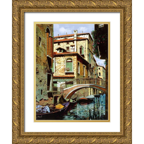 rio degli squeri Gold Ornate Wood Framed Art Print with Double Matting by Borelli, Guido
