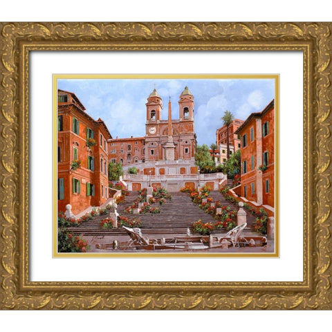 trinita dei monti Gold Ornate Wood Framed Art Print with Double Matting by Borelli, Guido