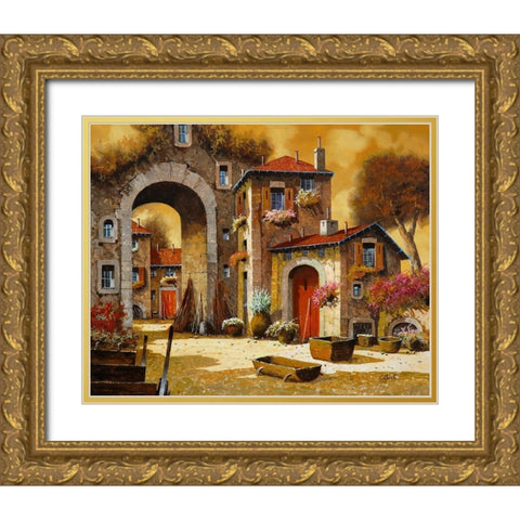 Arco Giallo Gold Ornate Wood Framed Art Print with Double Matting by Borelli, Guido