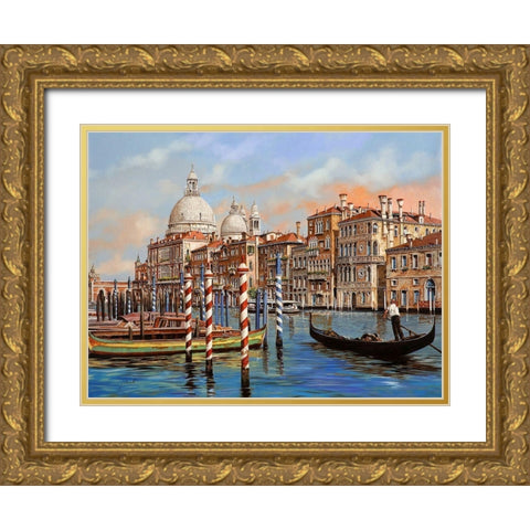 il Canal Grande Gold Ornate Wood Framed Art Print with Double Matting by Borelli, Guido