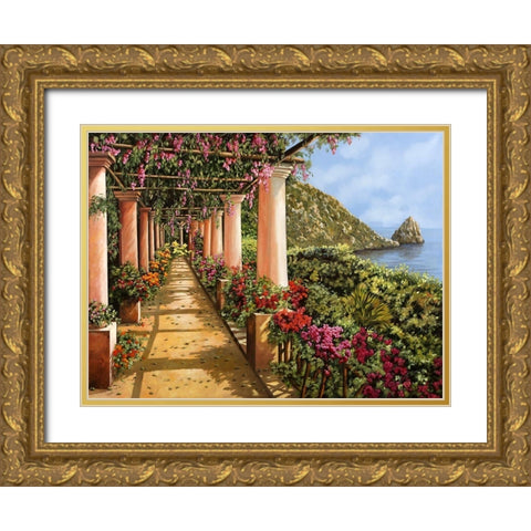 Tante Colonne sul golfo Gold Ornate Wood Framed Art Print with Double Matting by Borelli, Guido