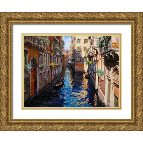 Venezia Blu Gold Ornate Wood Framed Art Print with Double Matting by Borelli, Guido