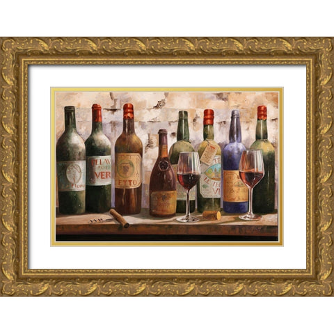 Buon Vino Gold Ornate Wood Framed Art Print with Double Matting by Borelli, Guido