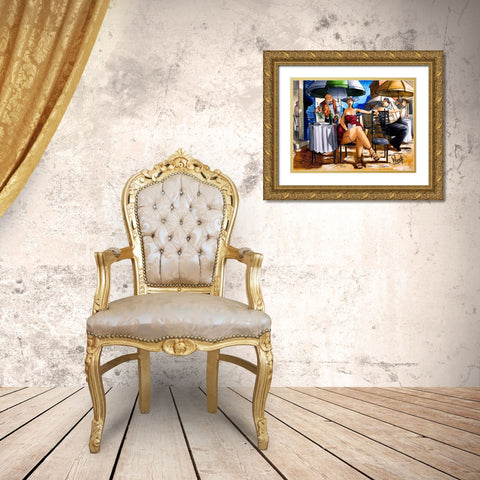 Romantic Interest Gold Ornate Wood Framed Art Print with Double Matting by West, Ronald