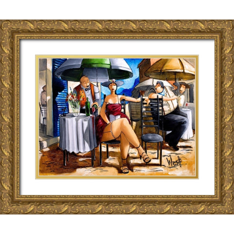 Romantic Interest Gold Ornate Wood Framed Art Print with Double Matting by West, Ronald