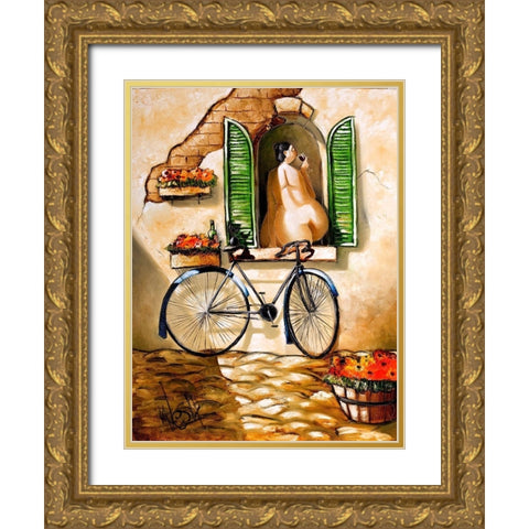 Mellow Days Gold Ornate Wood Framed Art Print with Double Matting by West, Ronald