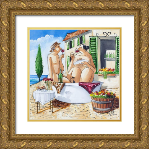 I Love Saturdays Gold Ornate Wood Framed Art Print with Double Matting by West, Ronald