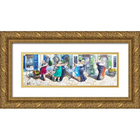 Lets Dance III Gold Ornate Wood Framed Art Print with Double Matting by West, Ronald
