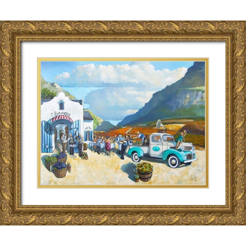 Boland Cafe Gold Ornate Wood Framed Art Print with Double Matting by West, Ronald
