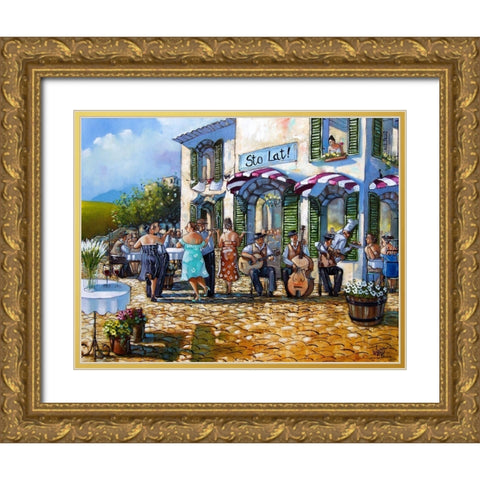 Sto Lat! Gold Ornate Wood Framed Art Print with Double Matting by West, Ronald