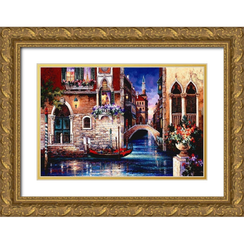 Streets of Venice I Gold Ornate Wood Framed Art Print with Double Matting by Lee, James