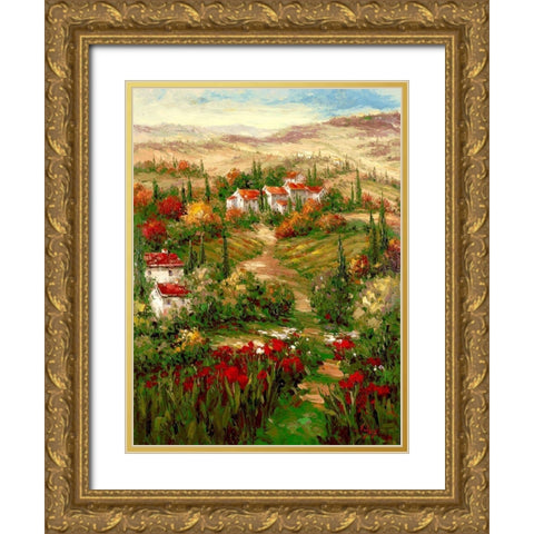 Tuscan Village Gold Ornate Wood Framed Art Print with Double Matting by Hulsey