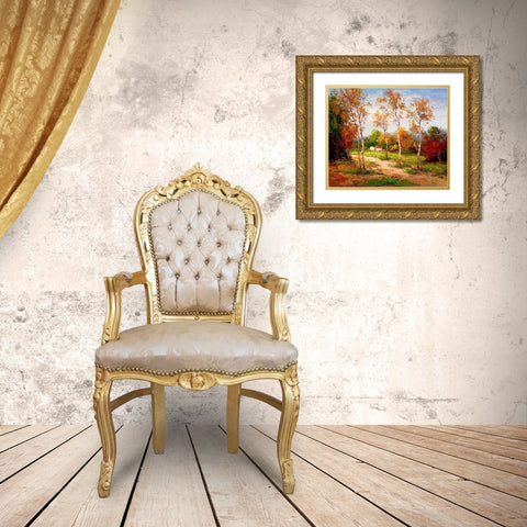 Autumn Colors II Gold Ornate Wood Framed Art Print with Double Matting by Hulsey