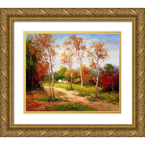 Autumn Colors II Gold Ornate Wood Framed Art Print with Double Matting by Hulsey
