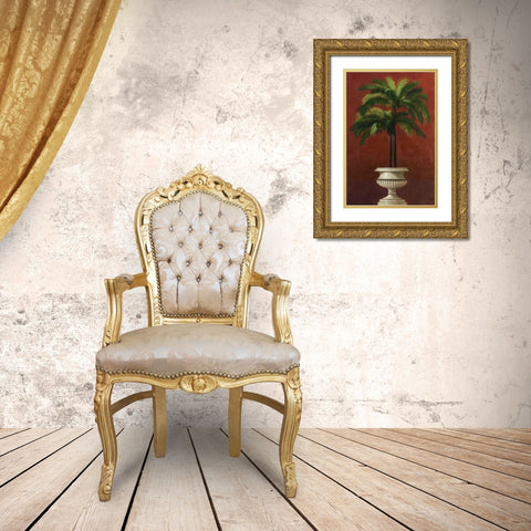 Potted palm in Red III Gold Ornate Wood Framed Art Print with Double Matting by Welby