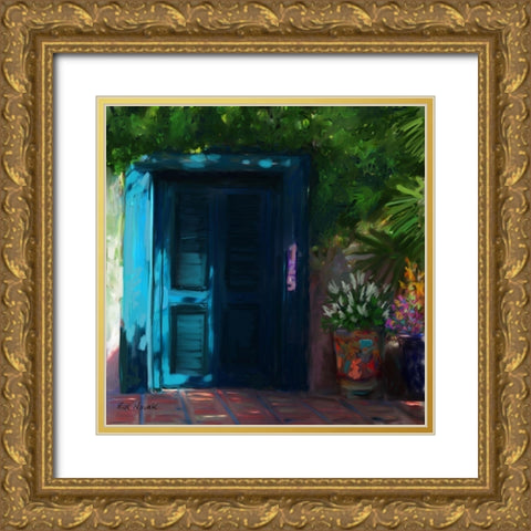 Island Gate II Gold Ornate Wood Framed Art Print with Double Matting by Novak, Rick