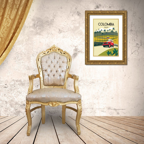 colombia Gold Ornate Wood Framed Art Print with Double Matting by ARCTIC FRAME
