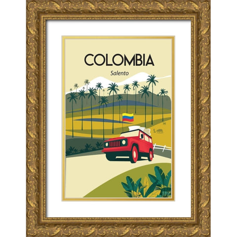 colombia Gold Ornate Wood Framed Art Print with Double Matting by ARCTIC FRAME