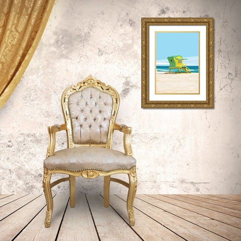 dipsouth-beach Gold Ornate Wood Framed Art Print with Double Matting by ARCTIC FRAME