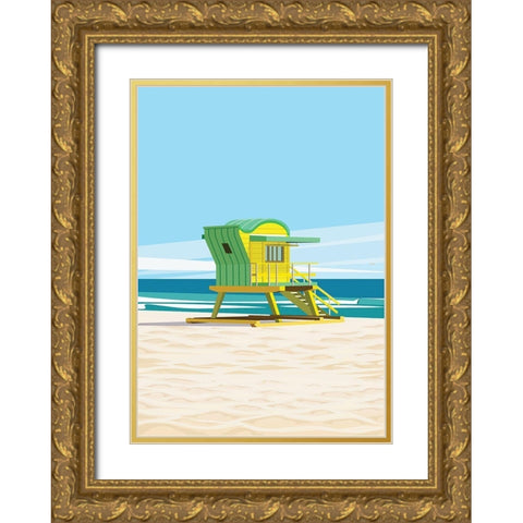 dipsouth-beach Gold Ornate Wood Framed Art Print with Double Matting by ARCTIC FRAME
