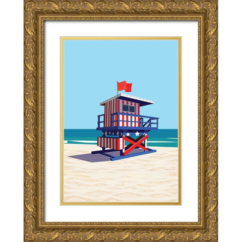 dipsouth-beach- Gold Ornate Wood Framed Art Print with Double Matting by ARCTIC FRAME