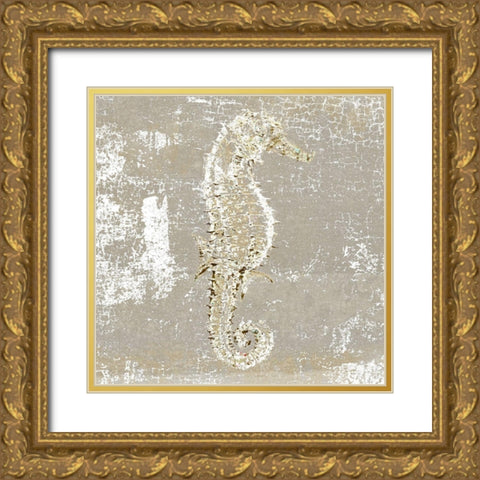 Aqua Marine V Gold Ornate Wood Framed Art Print with Double Matting by Aryai, Sia