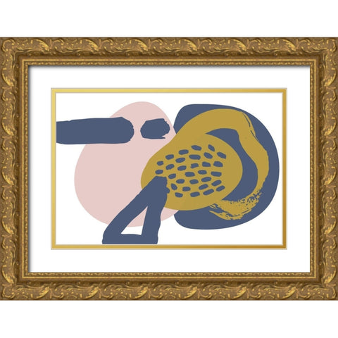 Minimalist Pink Yellow Palette Gold Ornate Wood Framed Art Print with Double Matting by Orlov, Irena