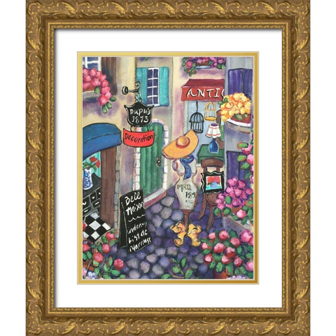 Petite Rue Du Provence Gold Ornate Wood Framed Art Print with Double Matting by Wojahn, Holly