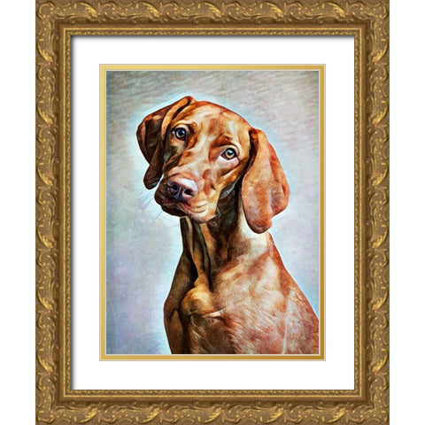 Hungarian Vizsla Adoration Gold Ornate Wood Framed Art Print with Double Matting by Aldridge, Ashley