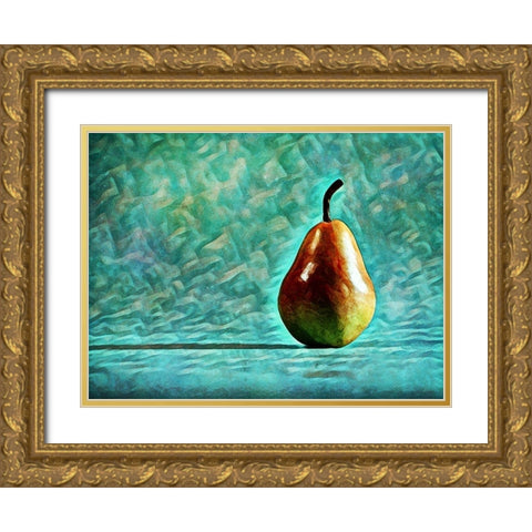 Turquoise Pear Perfection Gold Ornate Wood Framed Art Print with Double Matting by Aldridge, Ashley