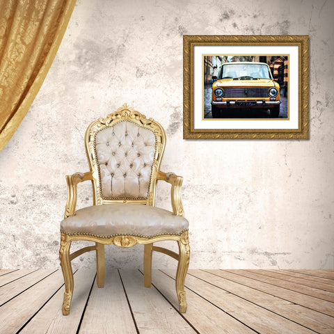 Canary Coloured Car Gold Ornate Wood Framed Art Print with Double Matting by Aldridge, Ashley