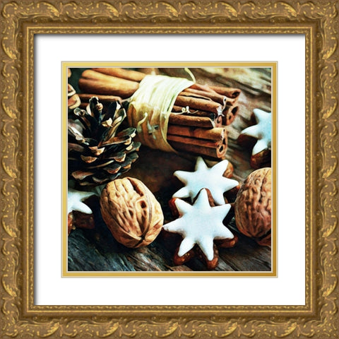 Cinnamon Gingerbread Gold Ornate Wood Framed Art Print with Double Matting by Aldridge, Ashley