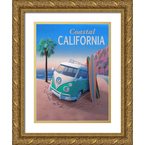 Coastal California with Text Gold Ornate Wood Framed Art Print with Double Matting by Courtney, Richard