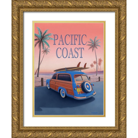Pacific Coast with Text Gold Ornate Wood Framed Art Print with Double Matting by Courtney, Richard
