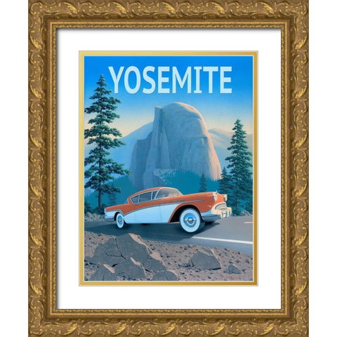 Yosemite with Text Gold Ornate Wood Framed Art Print with Double Matting by Courtney, Richard