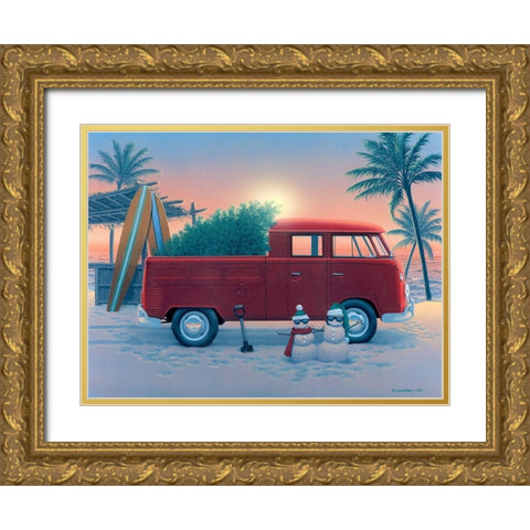 Oh Christmas Tree Gold Ornate Wood Framed Art Print with Double Matting by Courtney, Richard