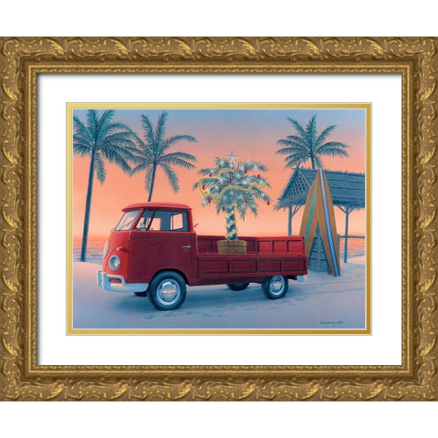 Coastal Christmas Gold Ornate Wood Framed Art Print with Double Matting by Courtney, Richard