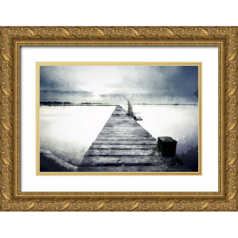 Foggy Jetty Gold Ornate Wood Framed Art Print with Double Matting by Curinga, Kim